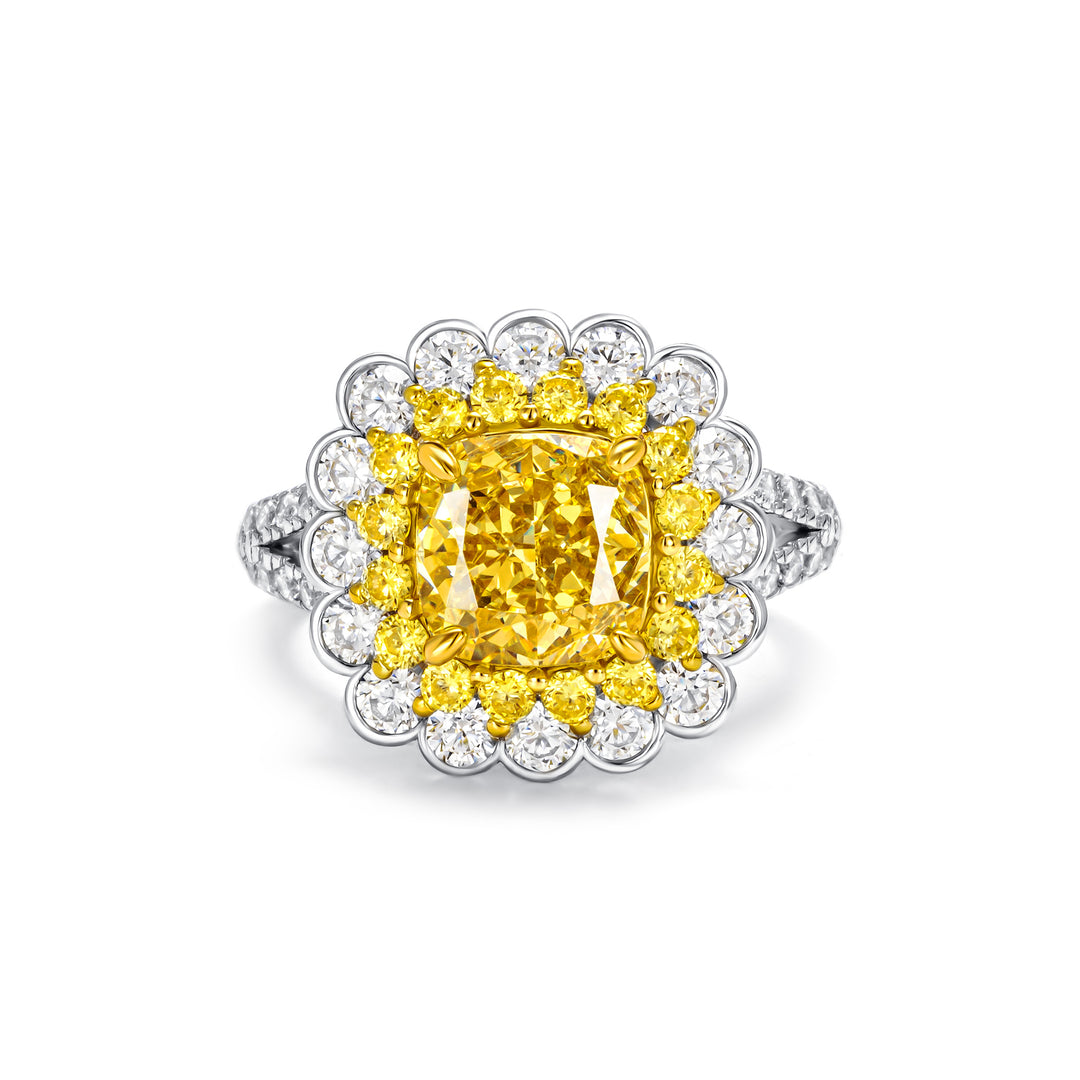 Golden Bloom Silver Ring