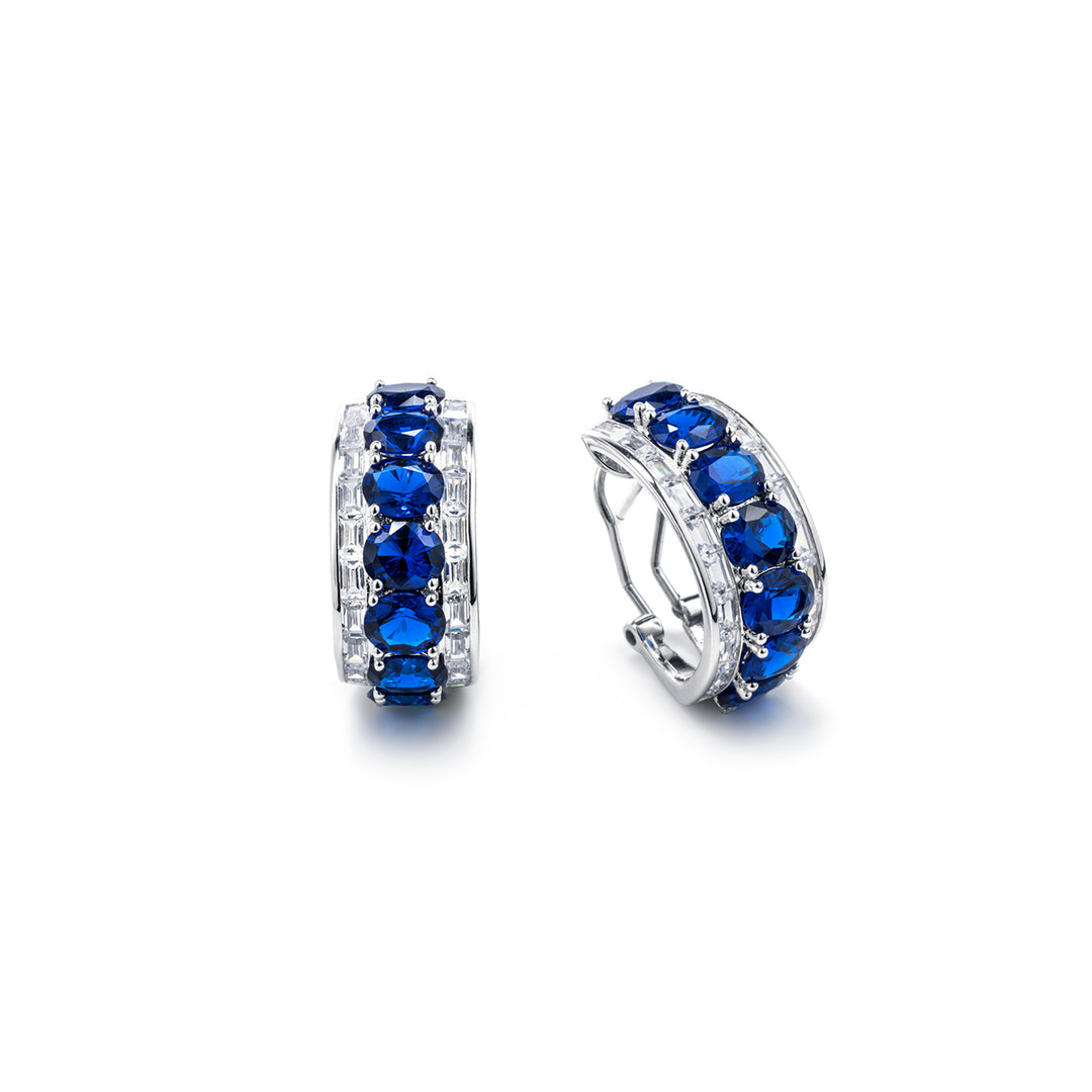 Sapphire Curve Silver Earrings