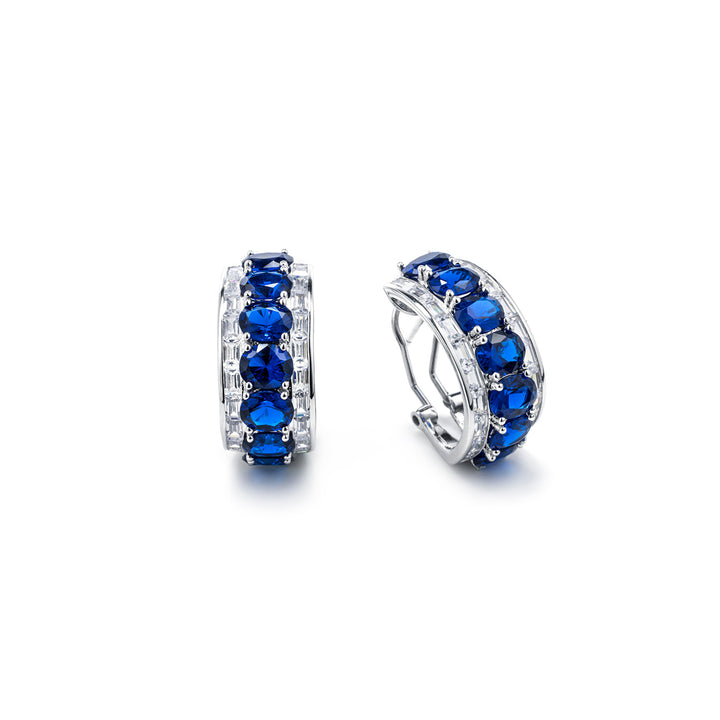 Sapphire Curve Silver Earrings