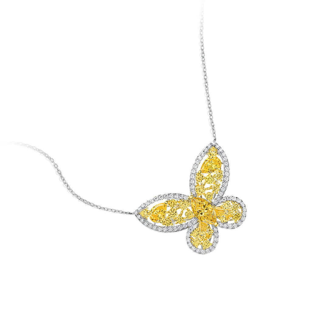 Golden Butterfly Silver Necklace