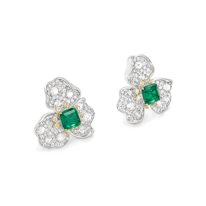 Emerald Bloom Silver Earrings