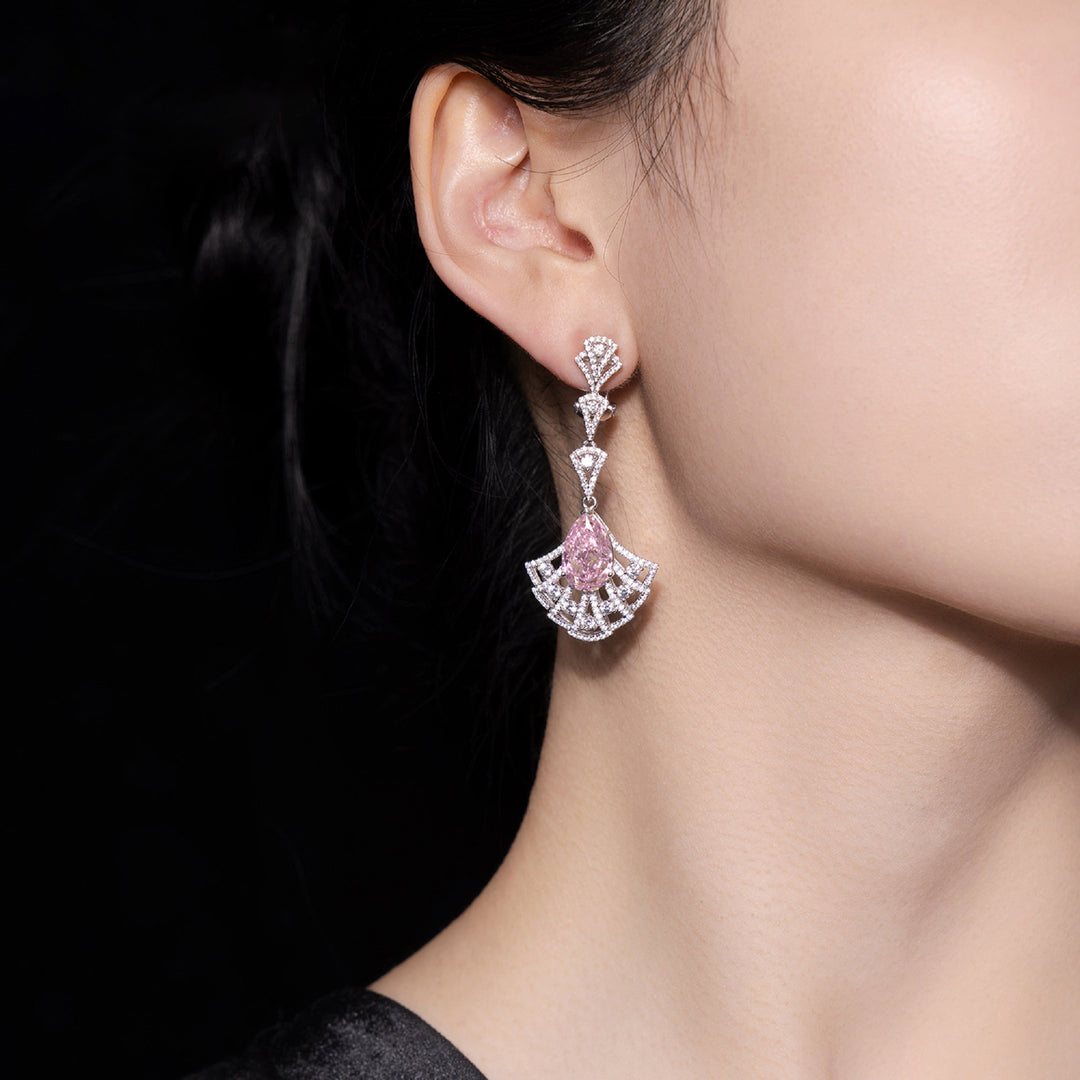 Pink Radiance Fan Drop Earrings