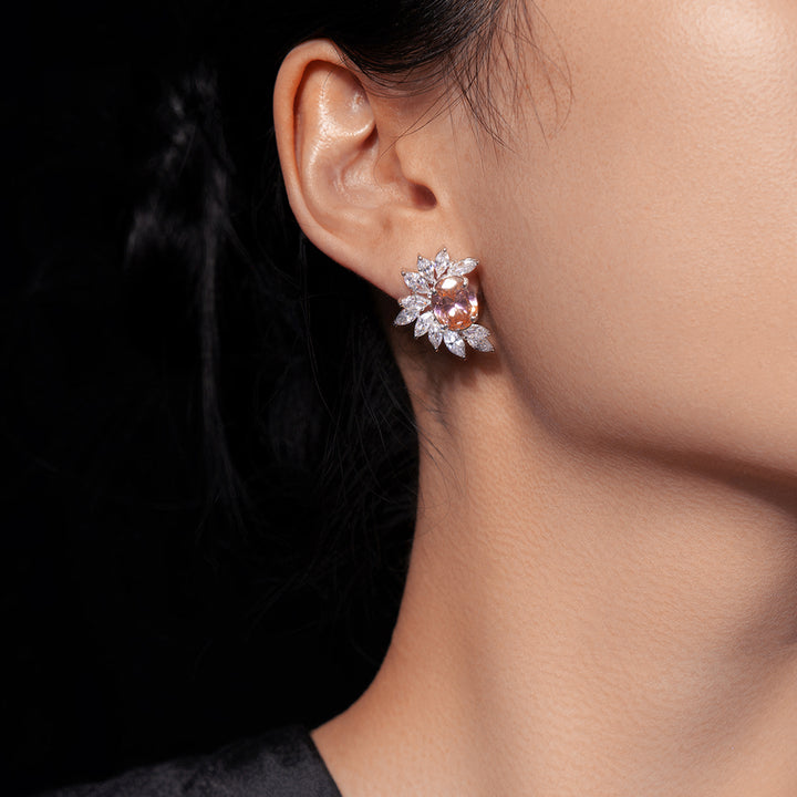 Blush Aura Silver Gem Earrings