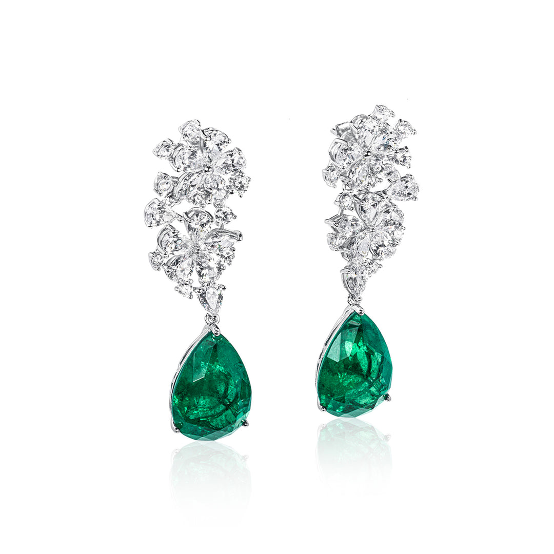 Green Radiance Floral Earrings