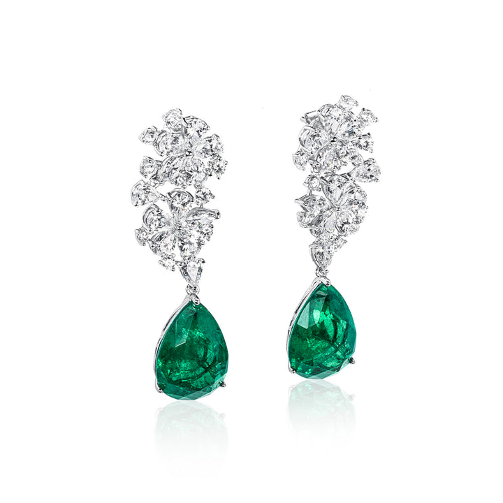 Green Radiance Floral Earrings