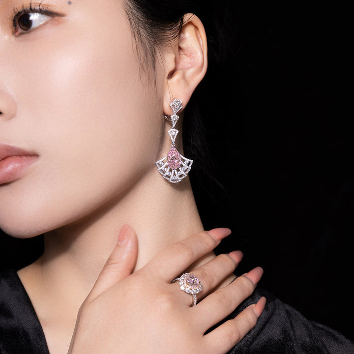 Pink Radiance Fan Drop Earrings