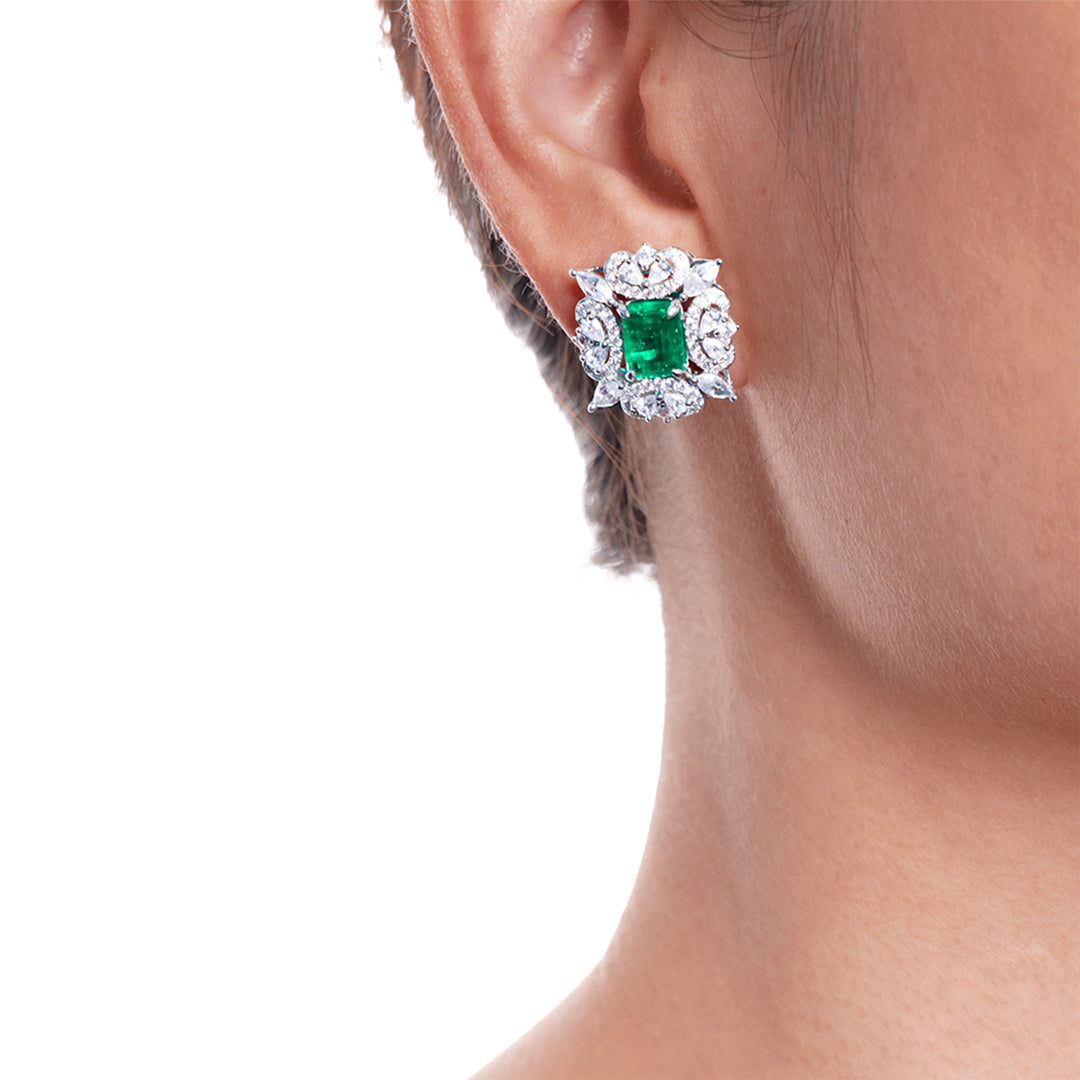 Verdant Halo Gem Earrings