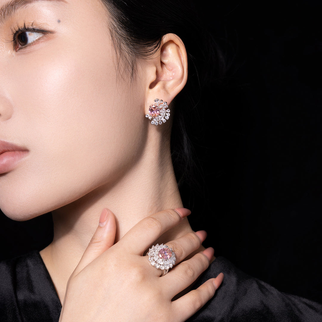 Rose Mocha Gemstone Silver Earrings