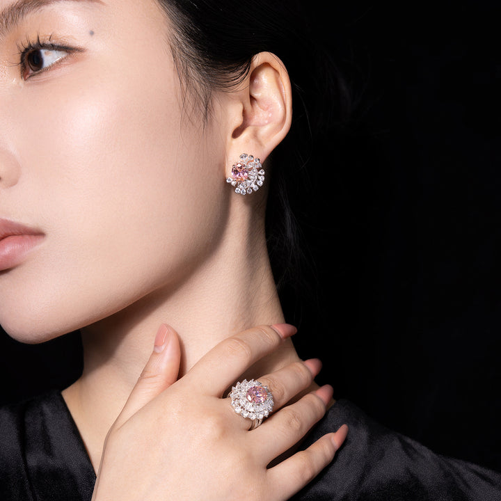 Rose Mocha Gemstone Silver Earrings