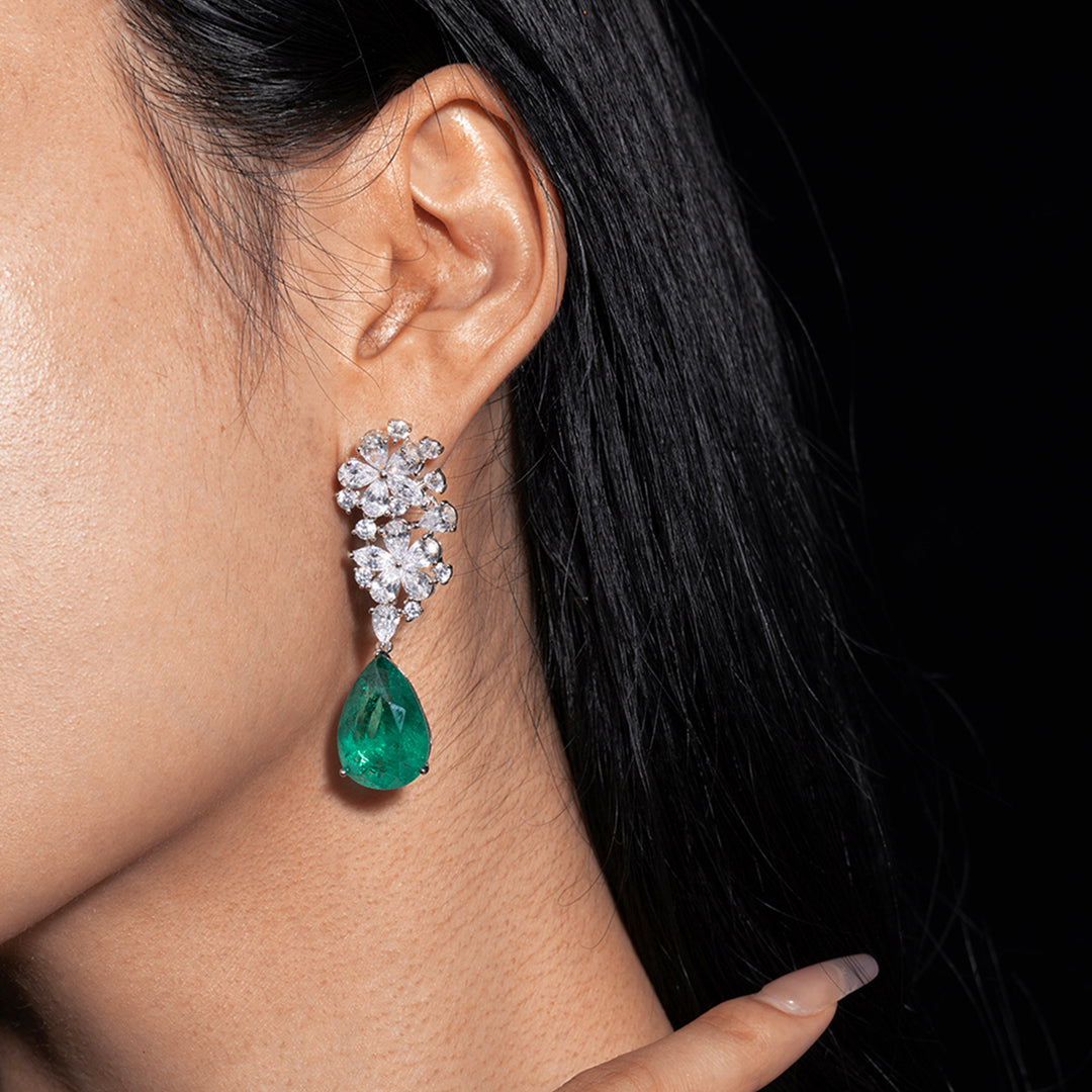 Green Radiance Floral Earrings