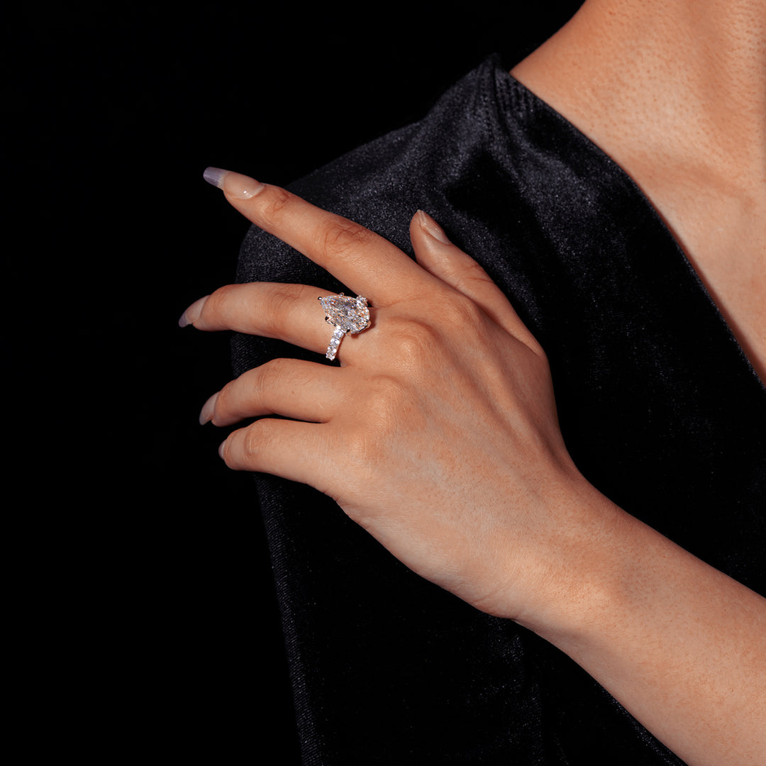 Ethereal Teardrop Halo Ring