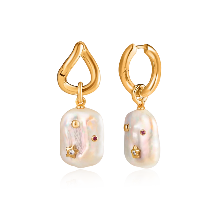 Celestial Night Baroque Pearl Earrings
