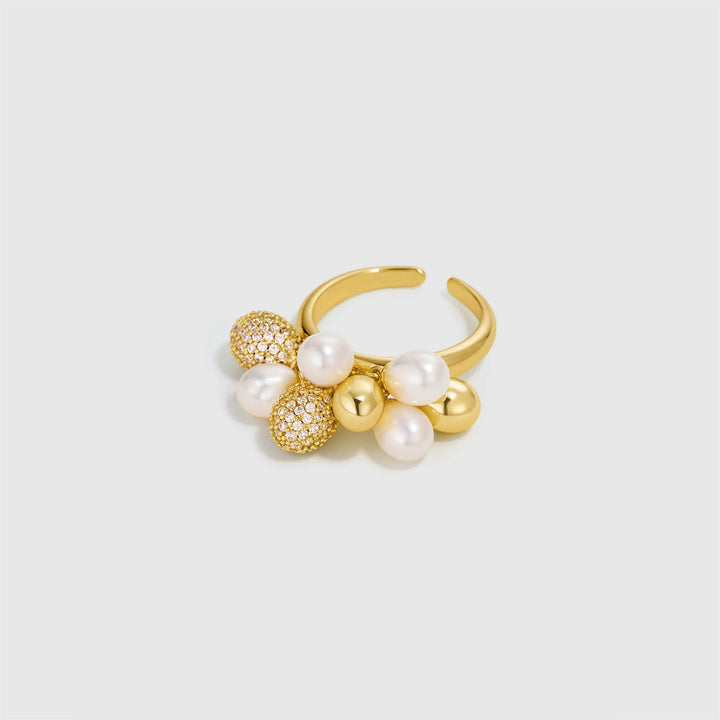 Golden Balloon Pearl Statement Ring