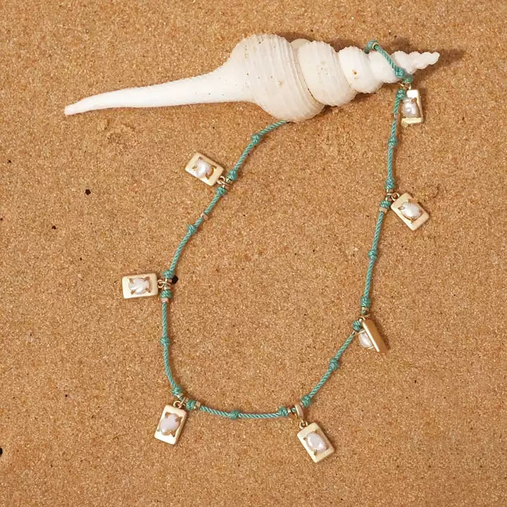 Boho Pearl & Gold  Charm Necklace