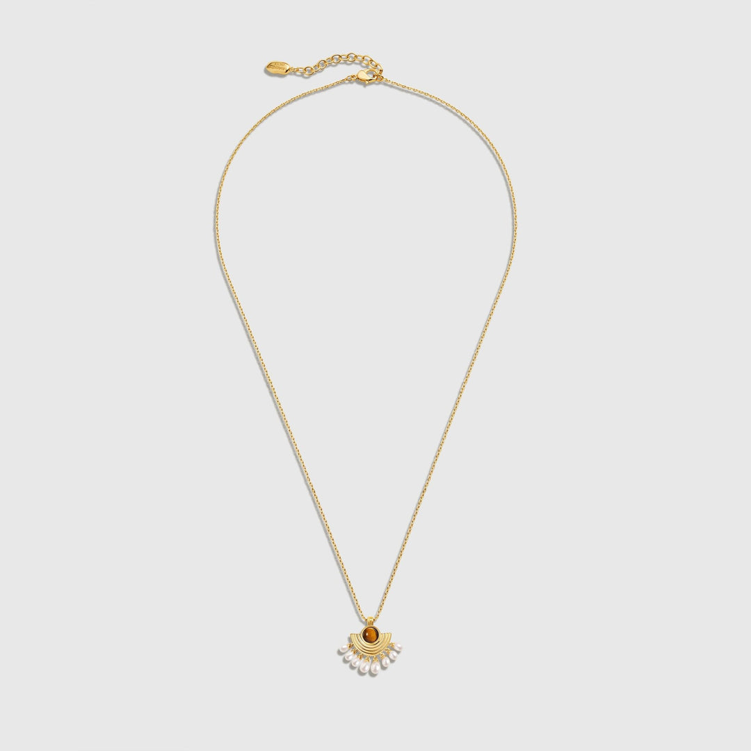 Vintage Chic Tiger's Eye and Pearl Necklace