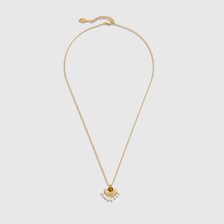 Vintage Chic Tiger's Eye and Pearl Necklace