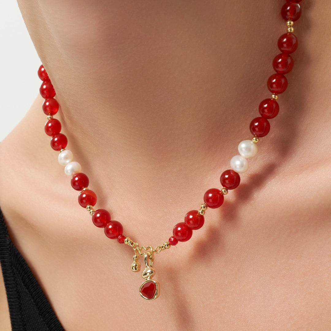 Crimson Flow Beaded Necklace