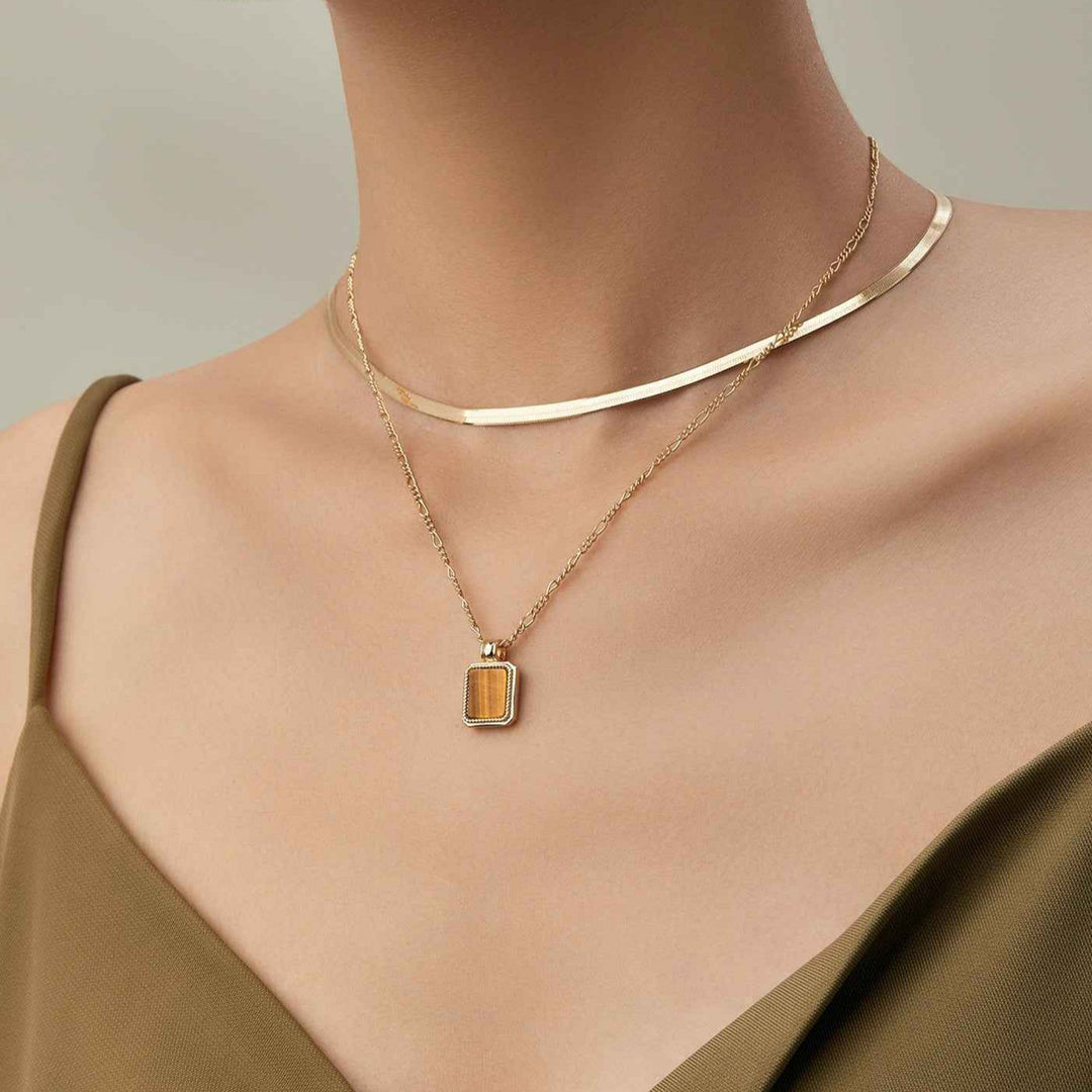 Tiger Eye Gemstone Pendant Necklace