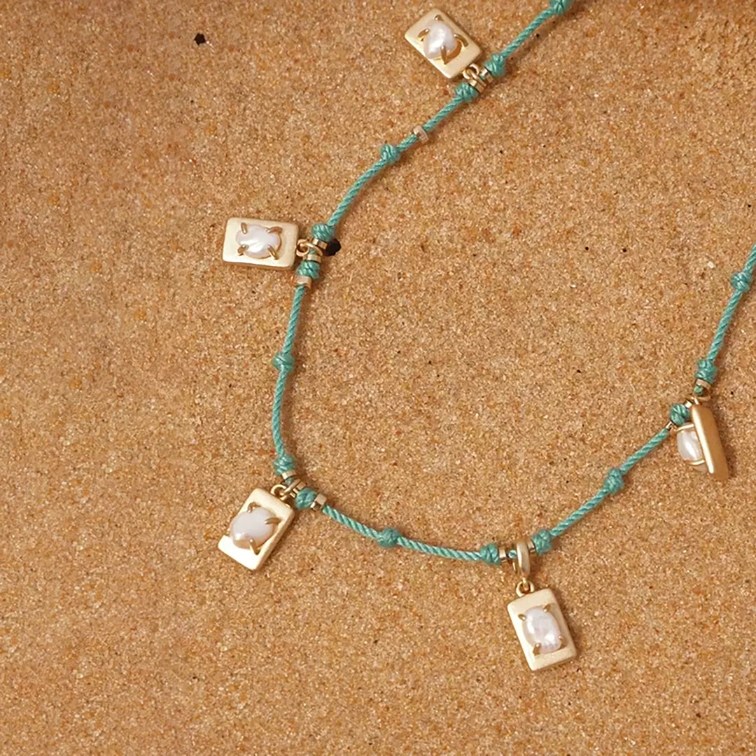 Boho Pearl & Gold  Charm Necklace