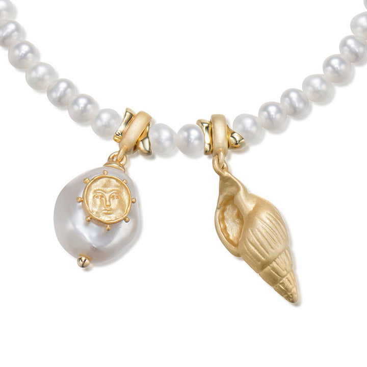 Golden Sun & Shell Pearl Bracelet