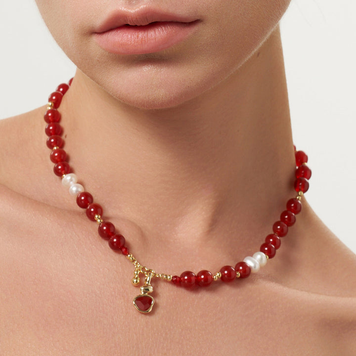Crimson Flow Beaded Necklace