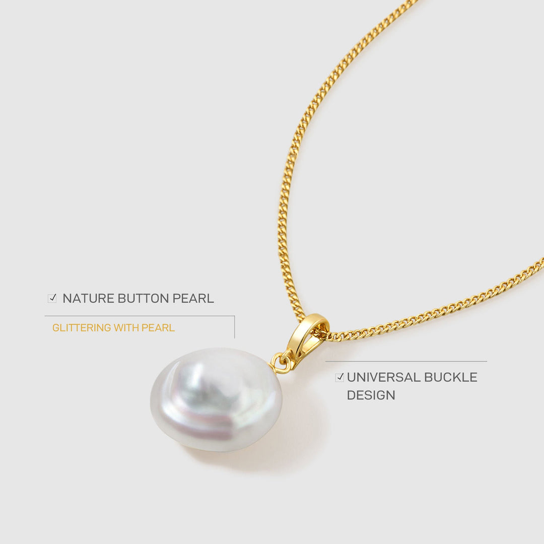 Classic Button Pearl Necklace