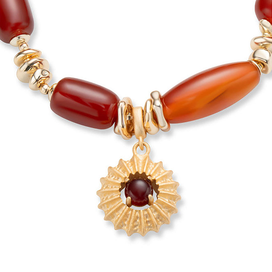 Sunburst Carnelian Bead Bracelet
