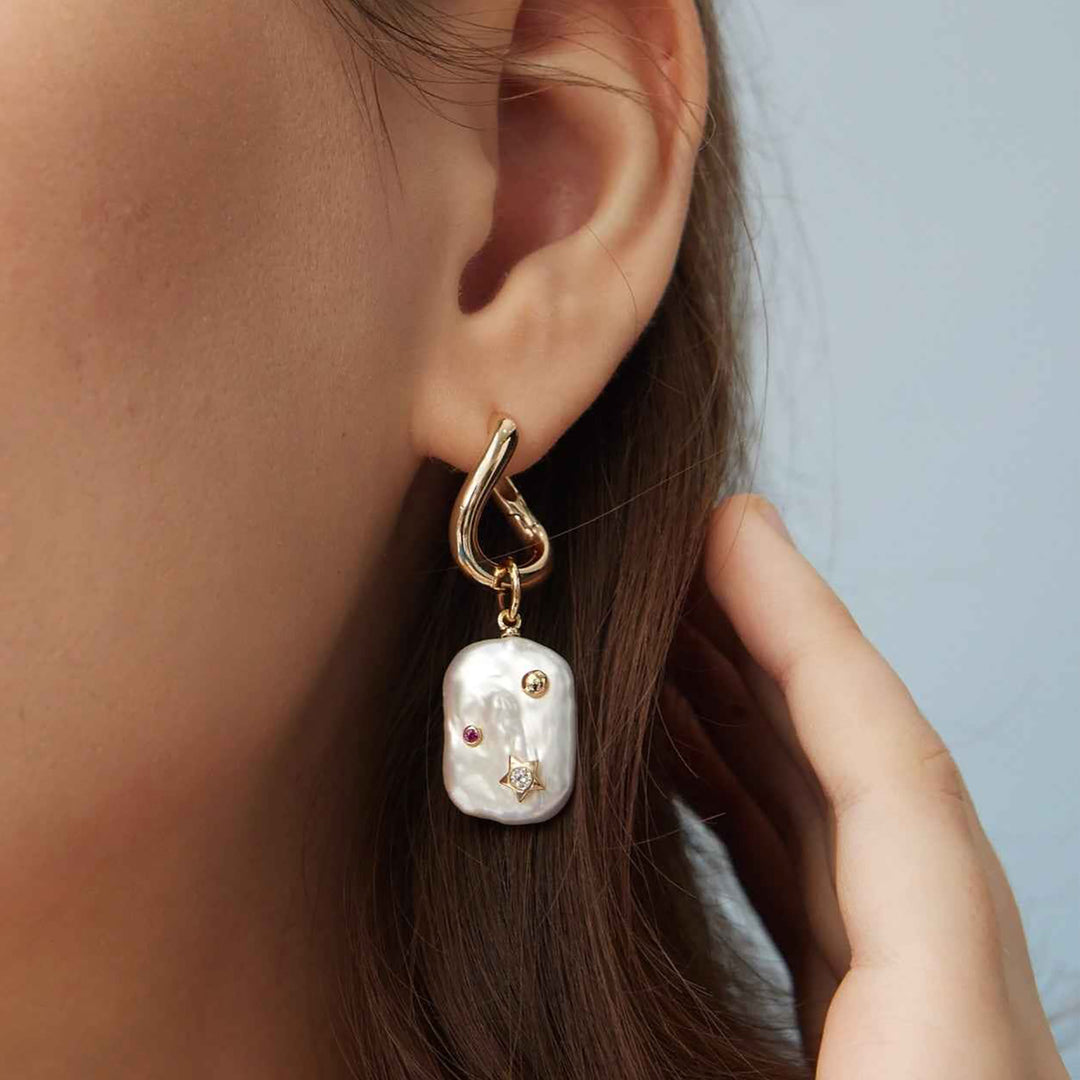 Celestial Night Baroque Pearl Earrings
