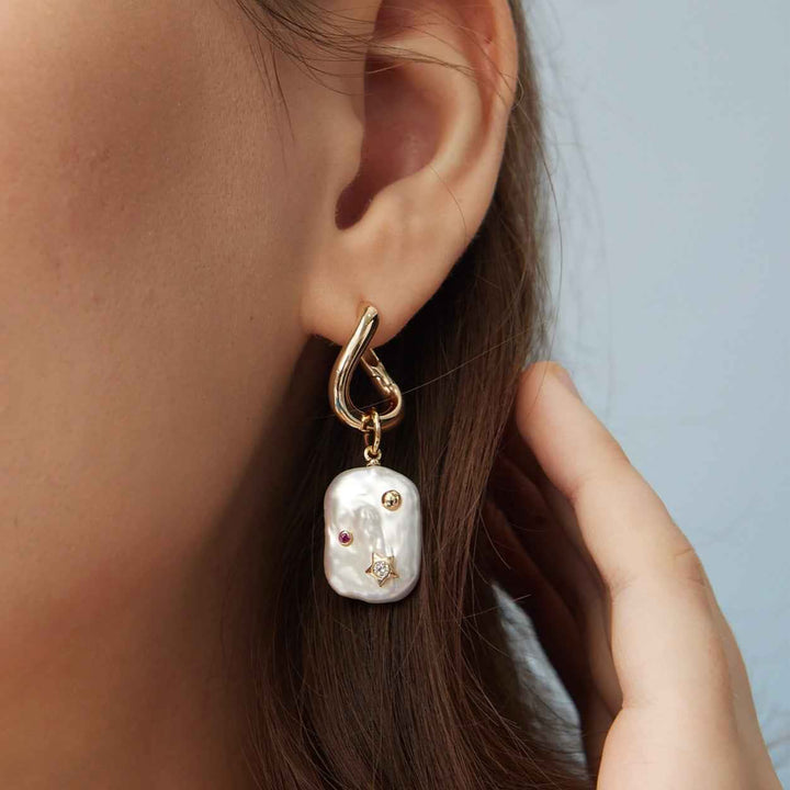 Celestial Night Baroque Pearl Earrings