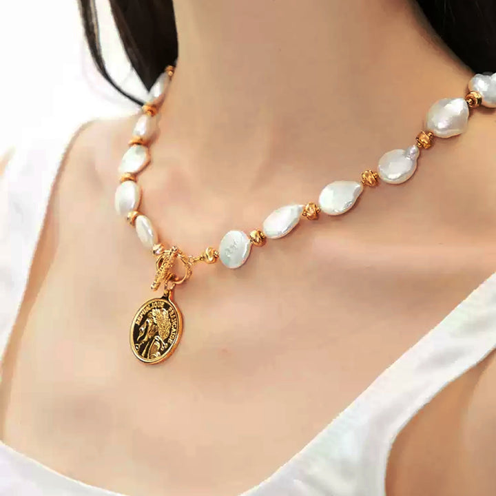 Coin & Pearl Baroque Necklace