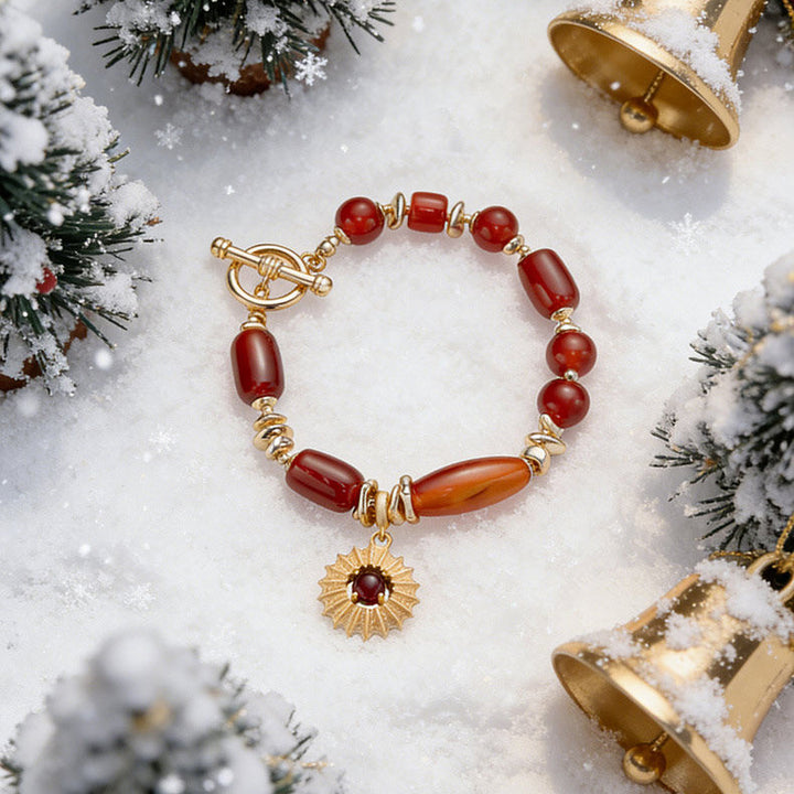 Sunburst Carnelian Bead Bracelet