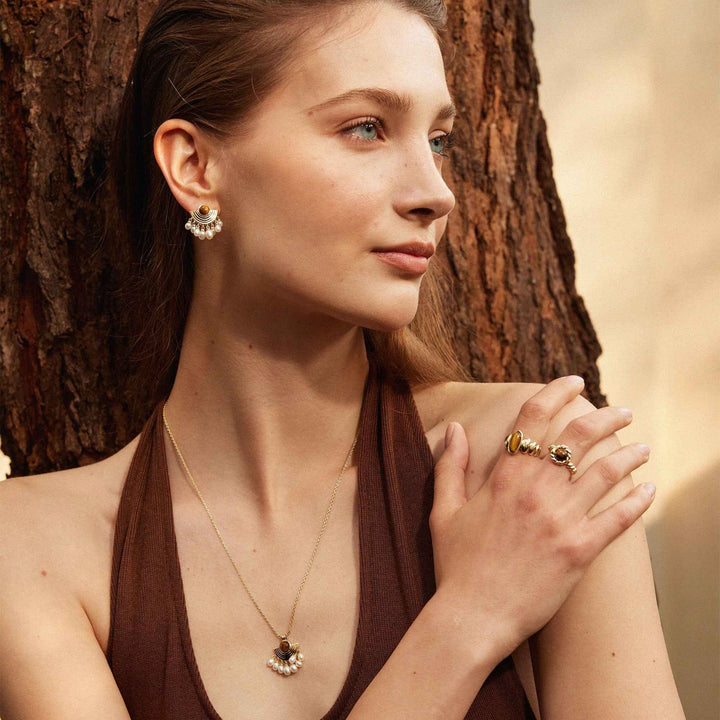 Vintage Chic Tiger's Eye and Pearl Necklace