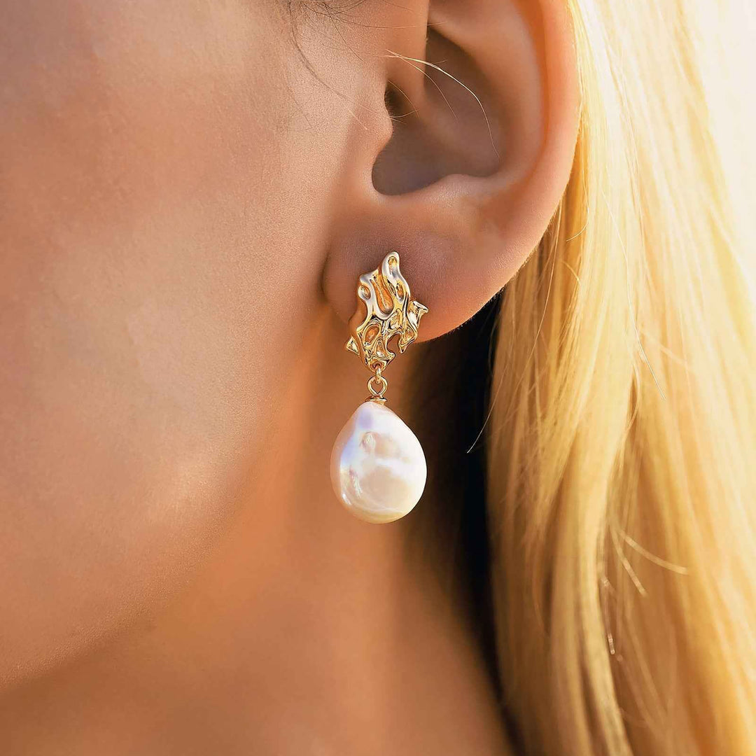 Lava Flow Baroque Pearl Earrings