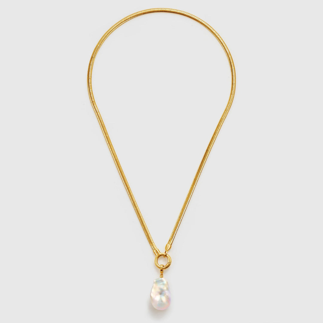 Elegant Baroque Pearl & Gold Chain Necklace
