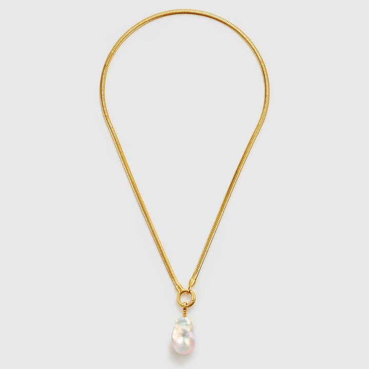 Elegant Baroque Pearl & Gold Chain Necklace