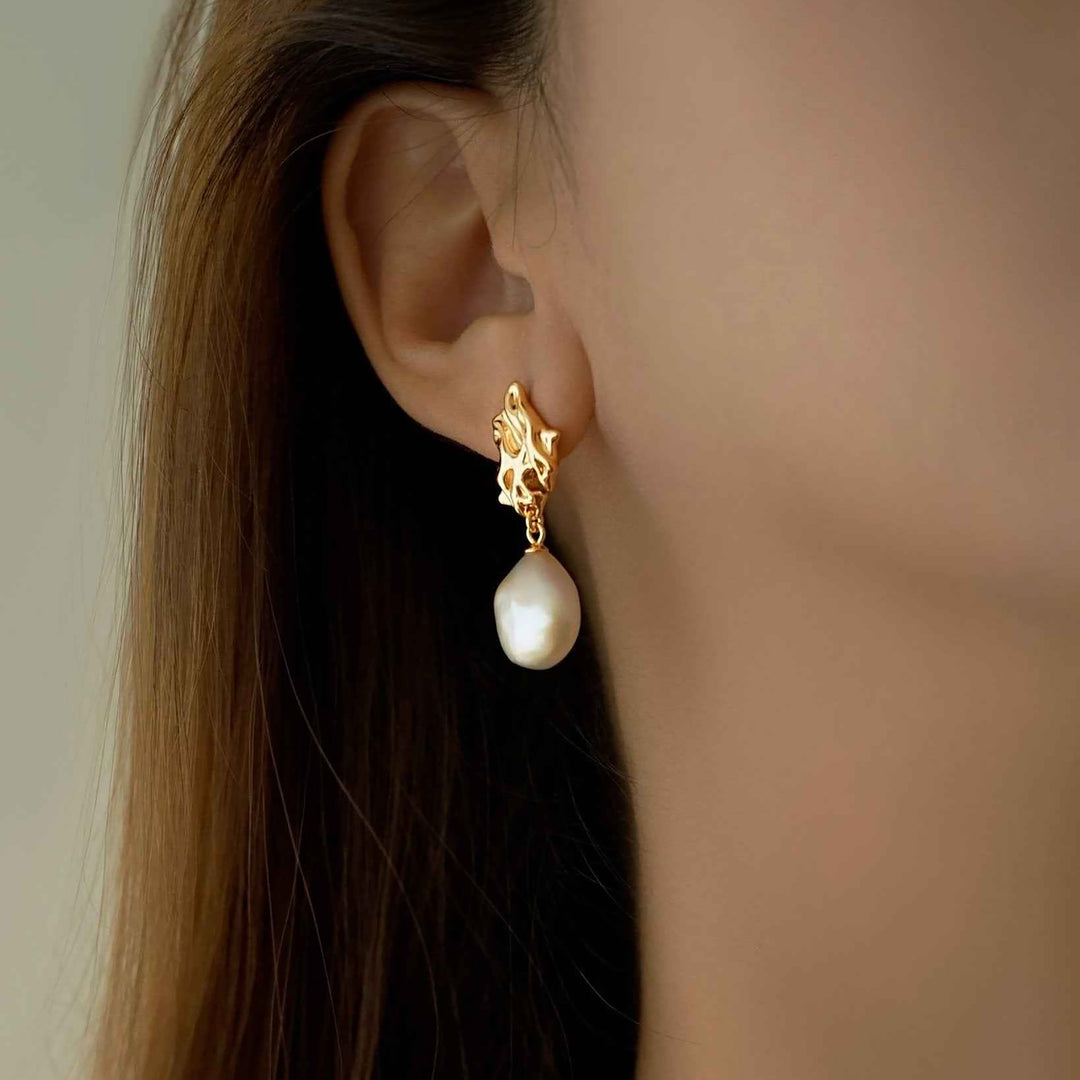 Lava Flow Baroque Pearl Earrings