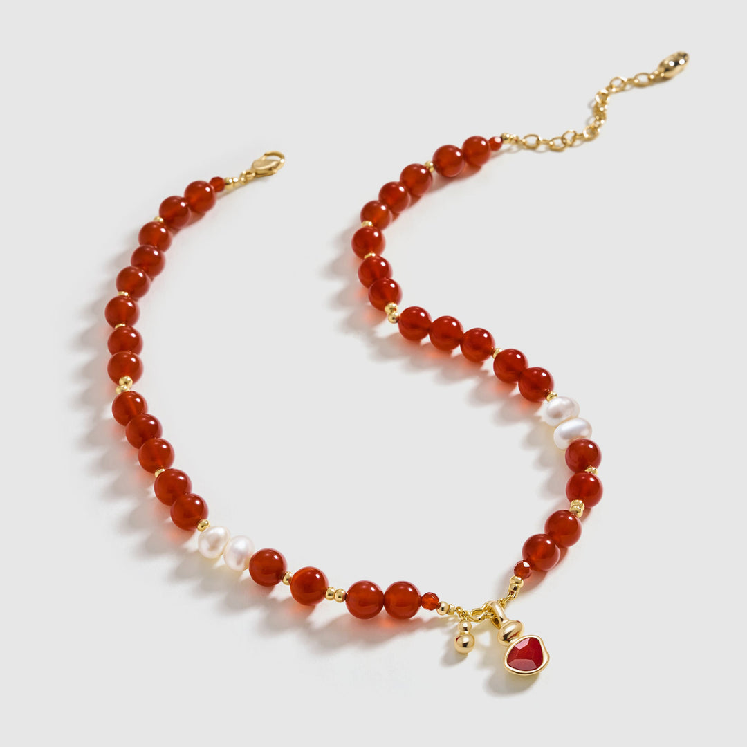 Crimson Flow Beaded Necklace