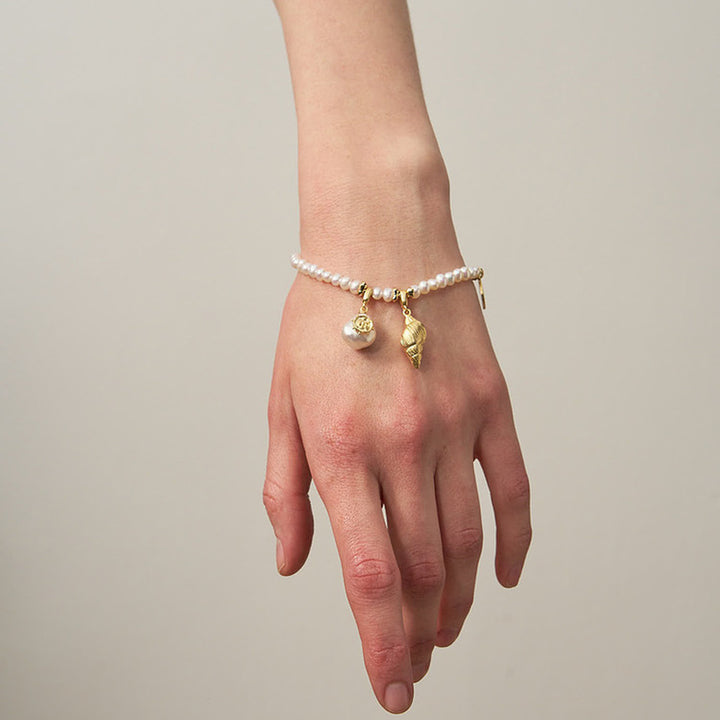 Golden Sun & Shell Pearl Bracelet