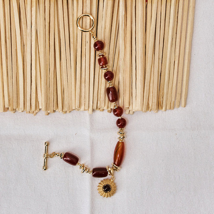 Sunburst Carnelian Bead Bracelet