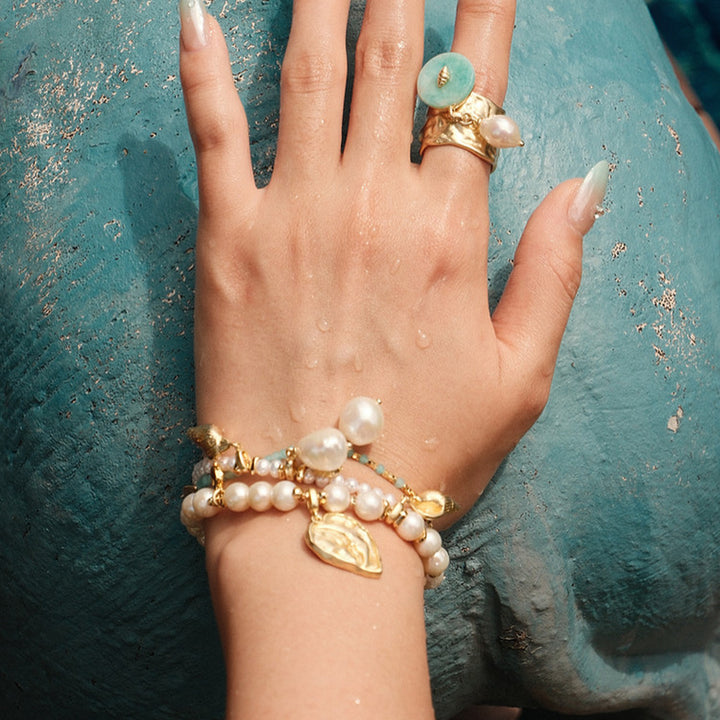 Moonlit Pearl & Shell Charm Bracelet