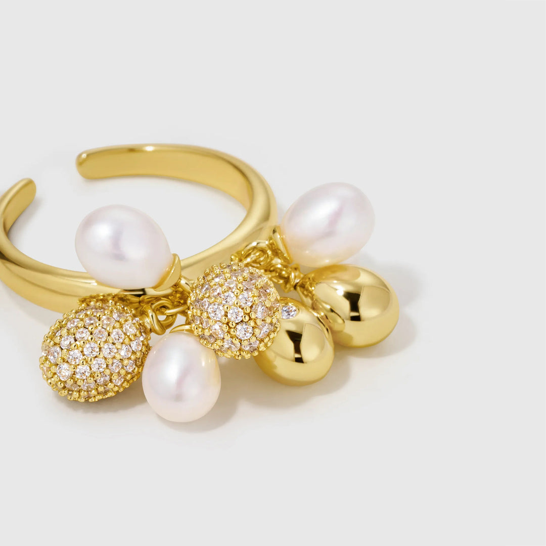 Golden Balloon Pearl Statement Ring