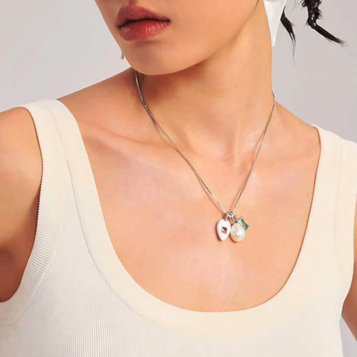 Pearl Leaf Charm Necklace
