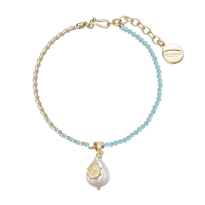 Aquamarine & Pearl Charm Bracelet