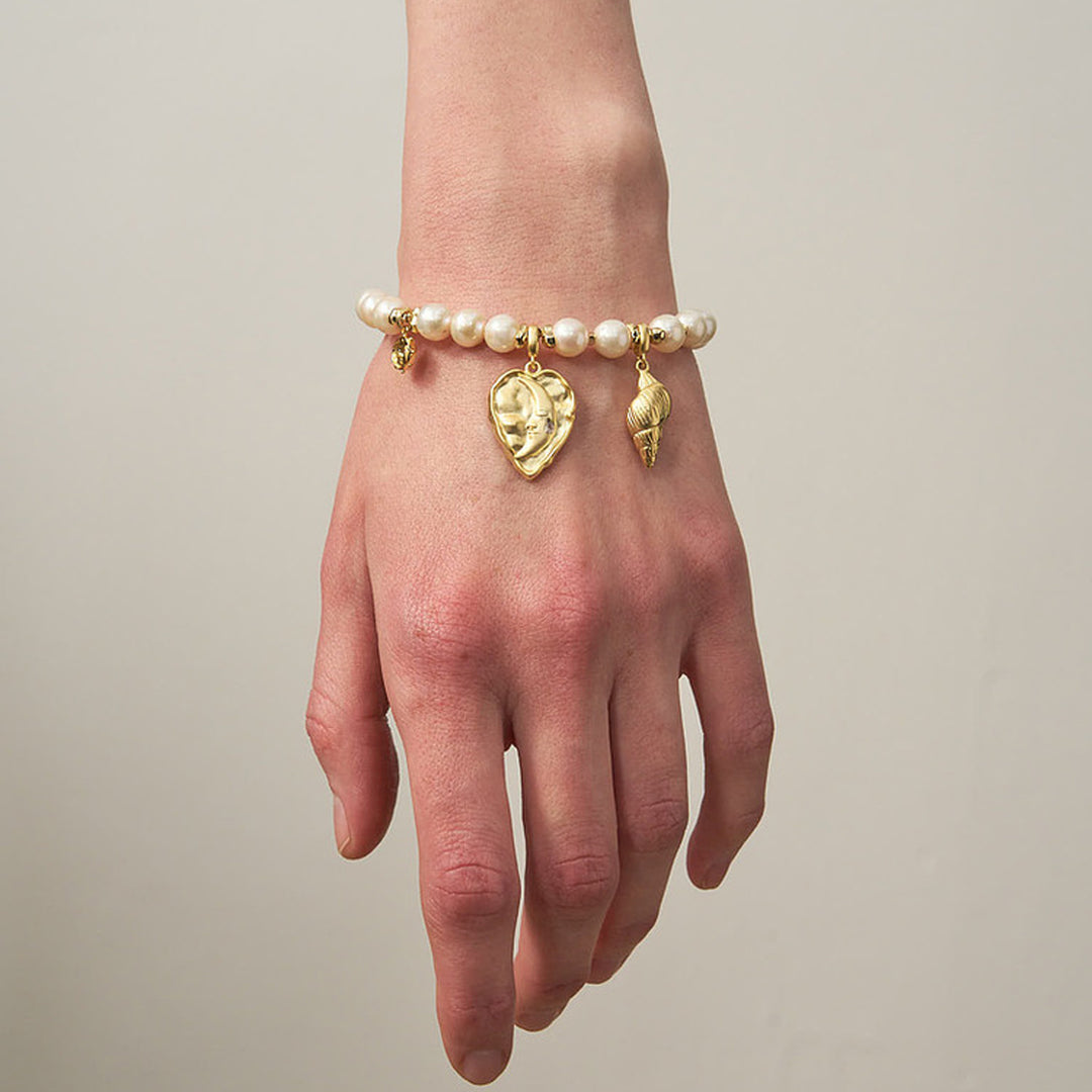 Moonlit Pearl & Shell Charm Bracelet