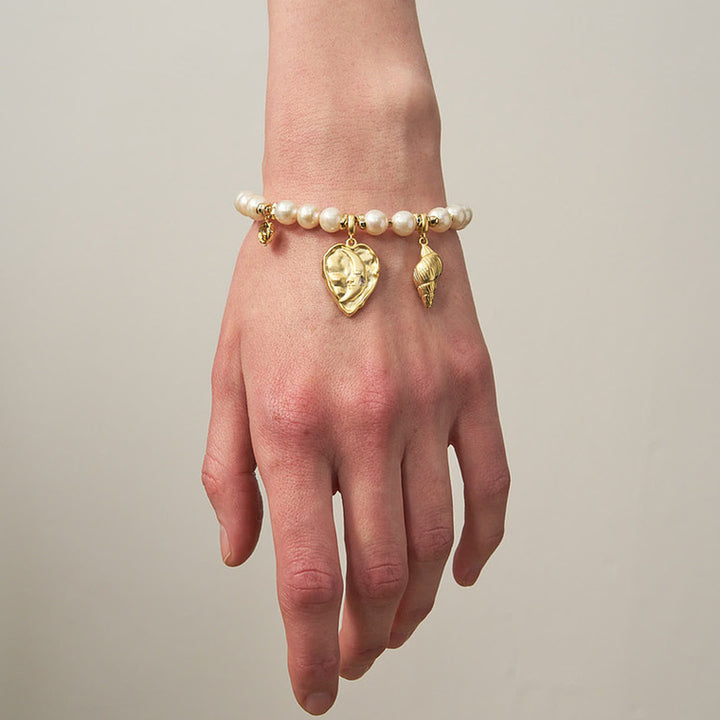 Moonlit Pearl & Shell Charm Bracelet