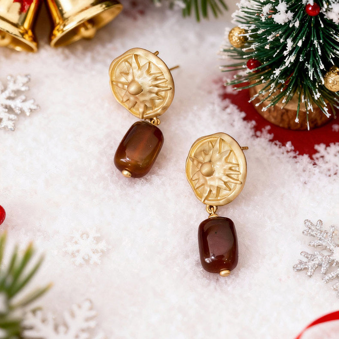 Solar Ember Agate Drop Earrings