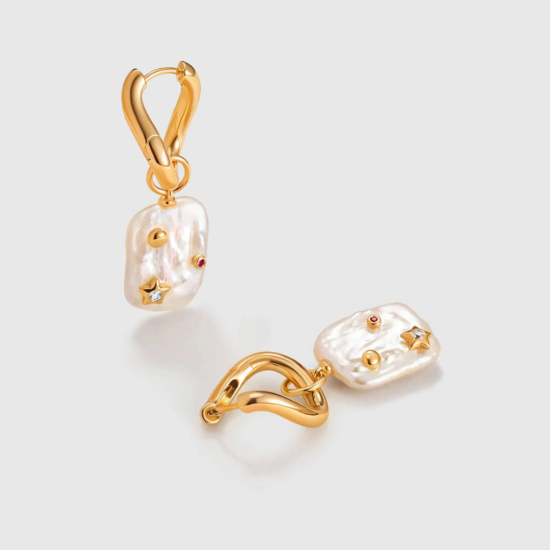 Celestial Night Baroque Pearl Earrings
