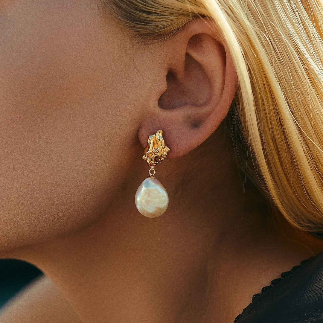 Lava Flow Baroque Pearl Earrings