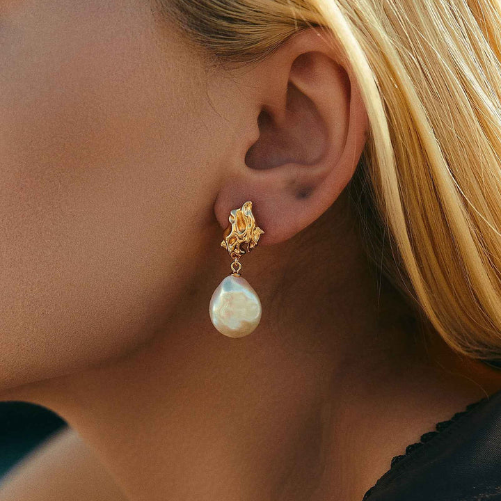 Lava Flow Baroque Pearl Earrings