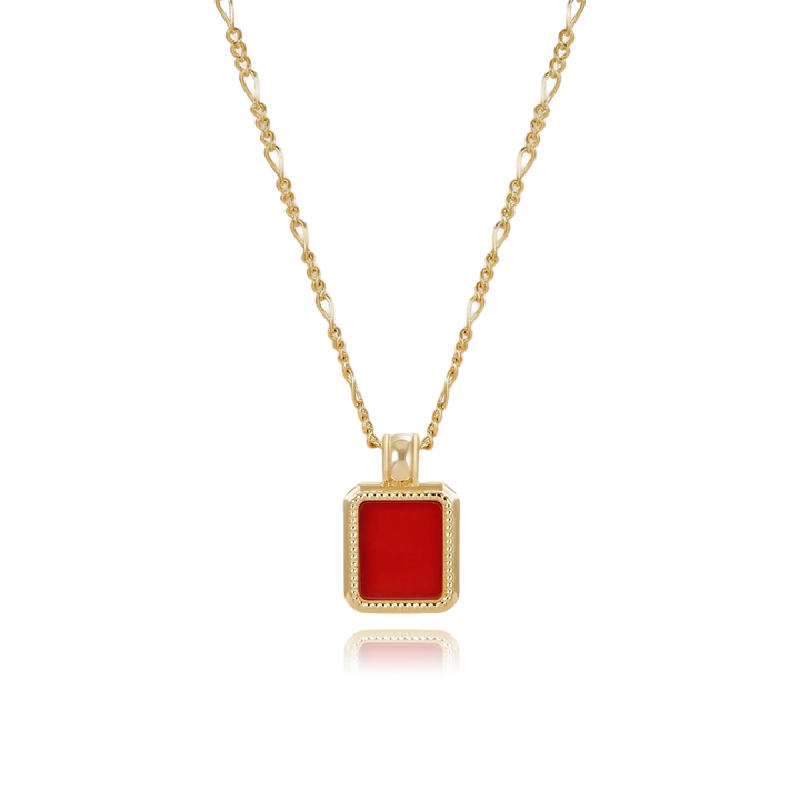 Red Agate Oil Frame Necklace